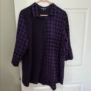Habitat Purple Casual Button Down Shirt Asymmetrical Design